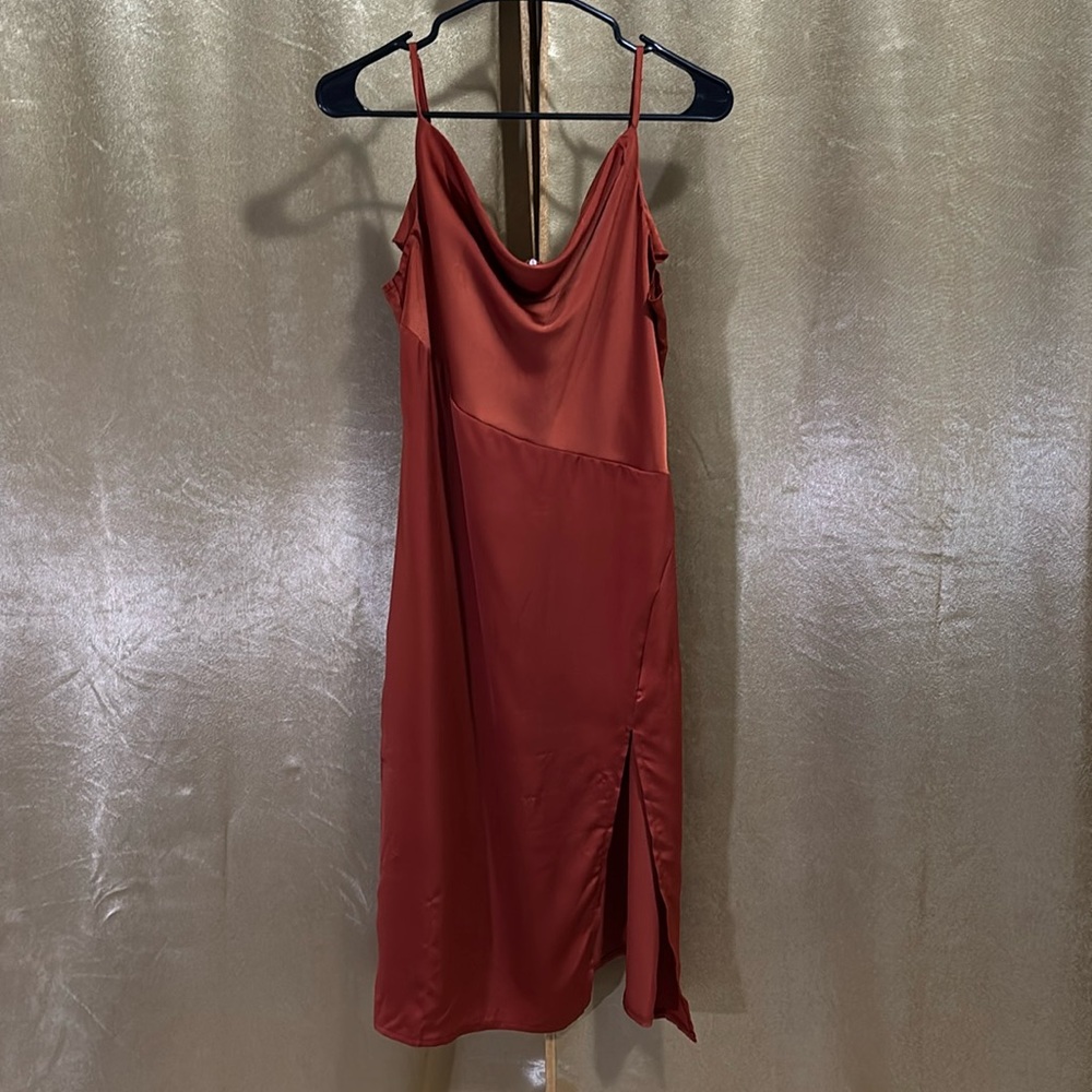 D&M satin midi spaghetti strap dress